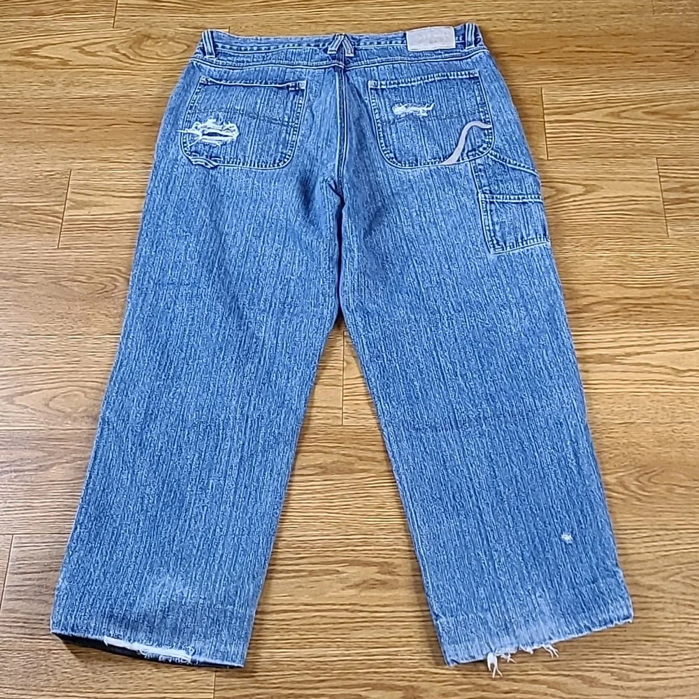 DRUNKN MUNKY VINTAGE 38x28 MENS DISTROYED FADED STRIGHT BAGY JEANS
